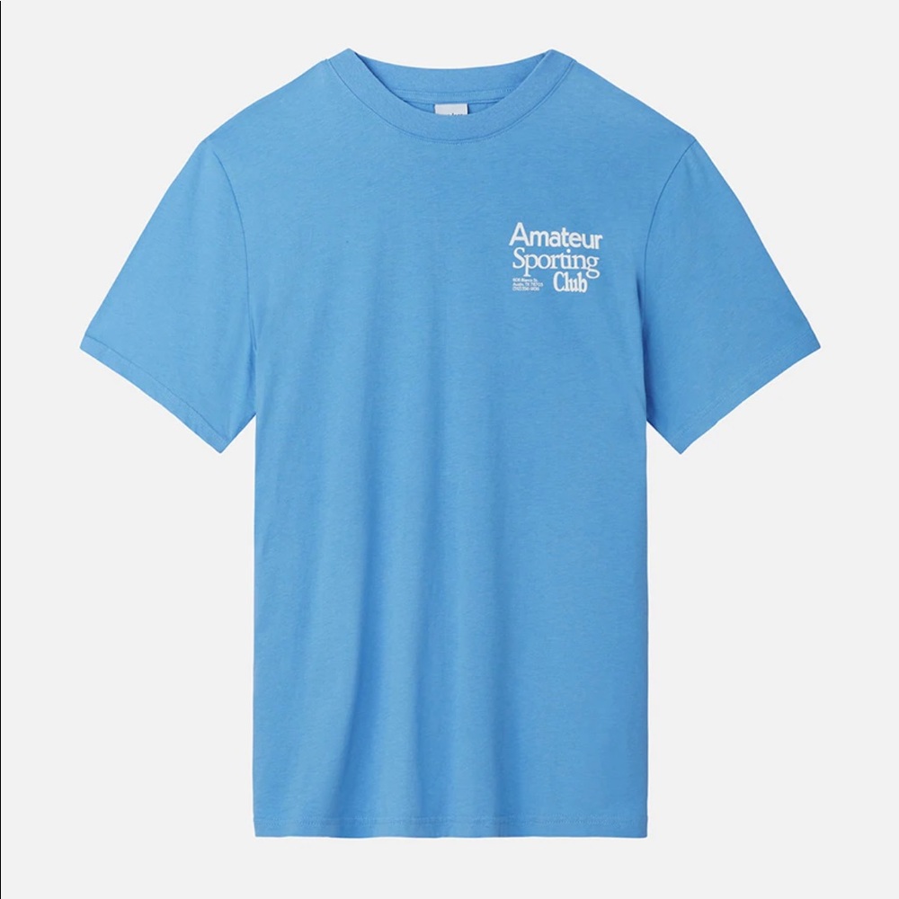 Outdoor Voices Amateur Sporting Club Graphic T Shirt in Blue Size Large
